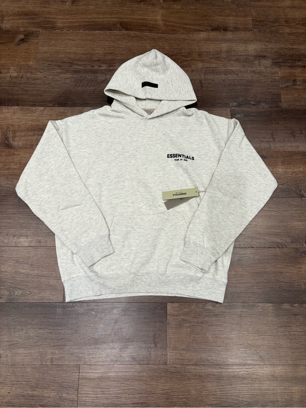 ESSENTIALS Men’s Heather Light Gray Logo Hoodie